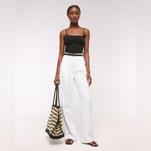 THE A&F Lined Linen High-Waist Wide-Leg  Pants